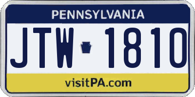 PA license plate JTW1810