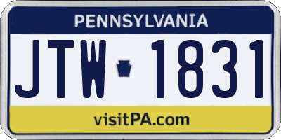 PA license plate JTW1831