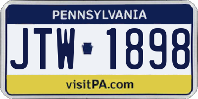 PA license plate JTW1898