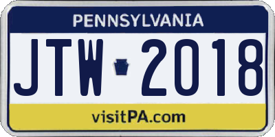 PA license plate JTW2018
