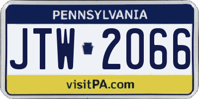 PA license plate JTW2066