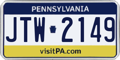 PA license plate JTW2149