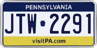 PA license plate JTW2291