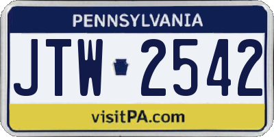 PA license plate JTW2542