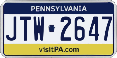 PA license plate JTW2647