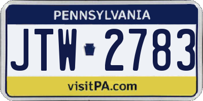 PA license plate JTW2783