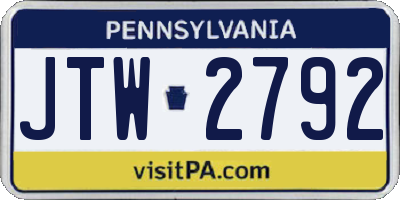 PA license plate JTW2792