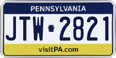 PA license plate JTW2821