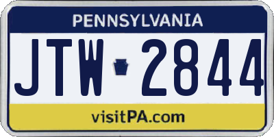 PA license plate JTW2844