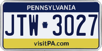 PA license plate JTW3027
