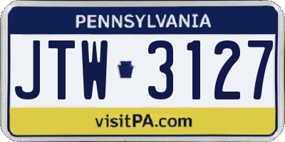 PA license plate JTW3127