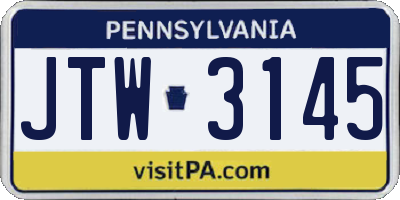 PA license plate JTW3145