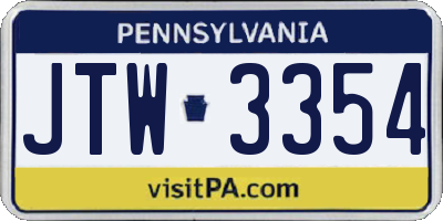 PA license plate JTW3354