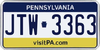 PA license plate JTW3363