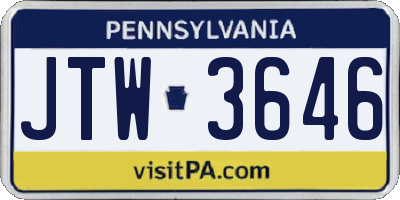 PA license plate JTW3646