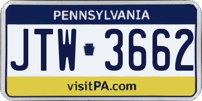 PA license plate JTW3662