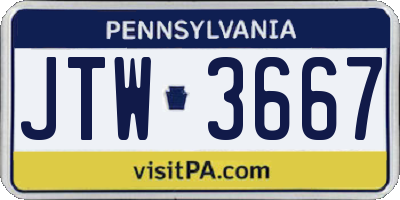 PA license plate JTW3667