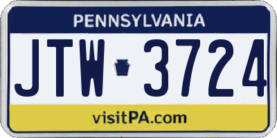 PA license plate JTW3724
