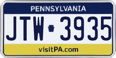 PA license plate JTW3935