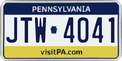 PA license plate JTW4041