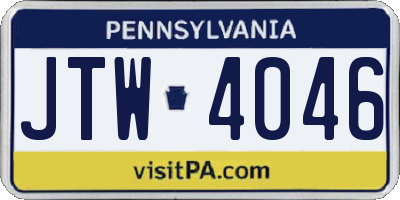 PA license plate JTW4046