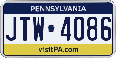 PA license plate JTW4086