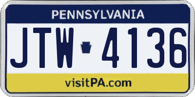 PA license plate JTW4136