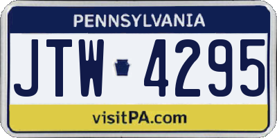 PA license plate JTW4295