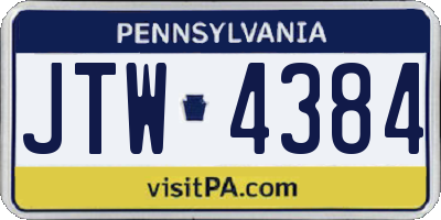 PA license plate JTW4384