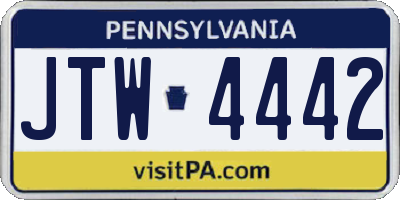 PA license plate JTW4442