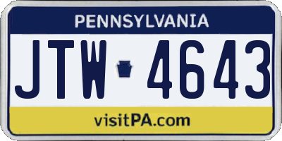 PA license plate JTW4643