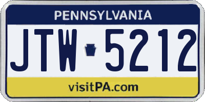 PA license plate JTW5212