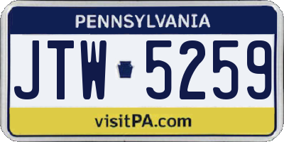 PA license plate JTW5259