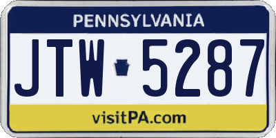 PA license plate JTW5287