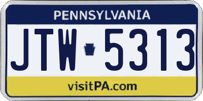PA license plate JTW5313