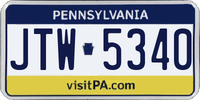 PA license plate JTW5340
