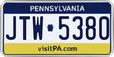 PA license plate JTW5380