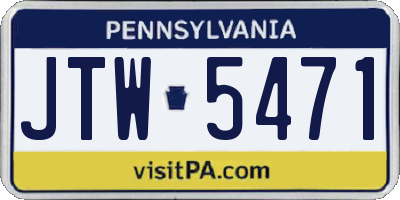 PA license plate JTW5471