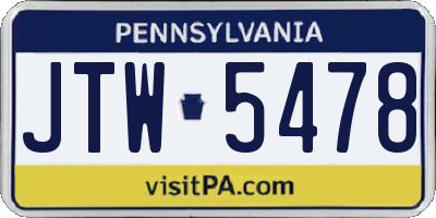 PA license plate JTW5478