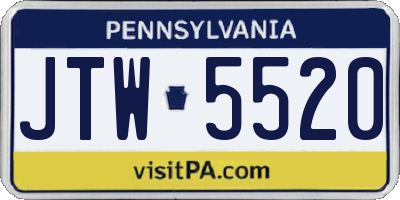 PA license plate JTW5520