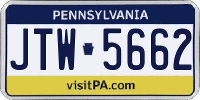 PA license plate JTW5662