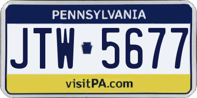 PA license plate JTW5677
