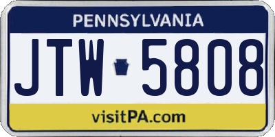 PA license plate JTW5808