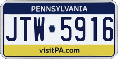 PA license plate JTW5916