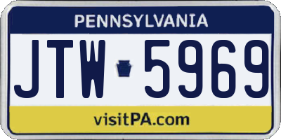 PA license plate JTW5969