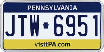 PA license plate JTW6951