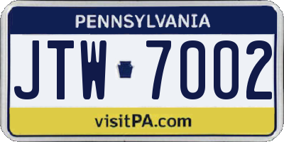 PA license plate JTW7002