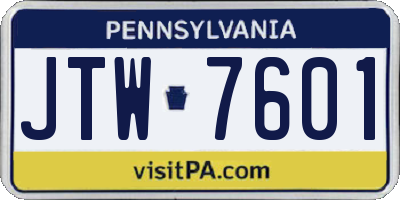PA license plate JTW7601