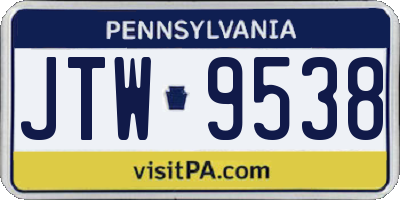 PA license plate JTW9538