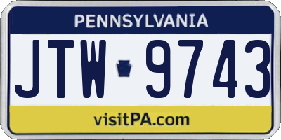PA license plate JTW9743